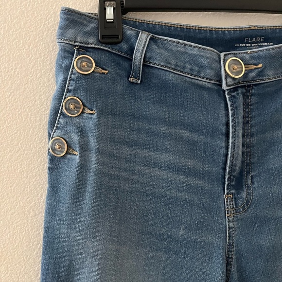Chico’s Flare Stretch Jeans 10 Regular - Picture 2 of 7